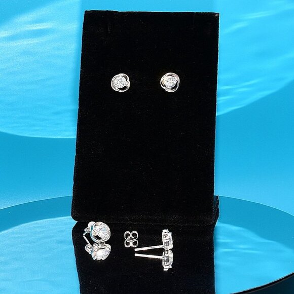 Andera Love Cubic Zirconia 925 Sterling Silver Love Knot Earrings Gift Packaged - Picture 9 of 9